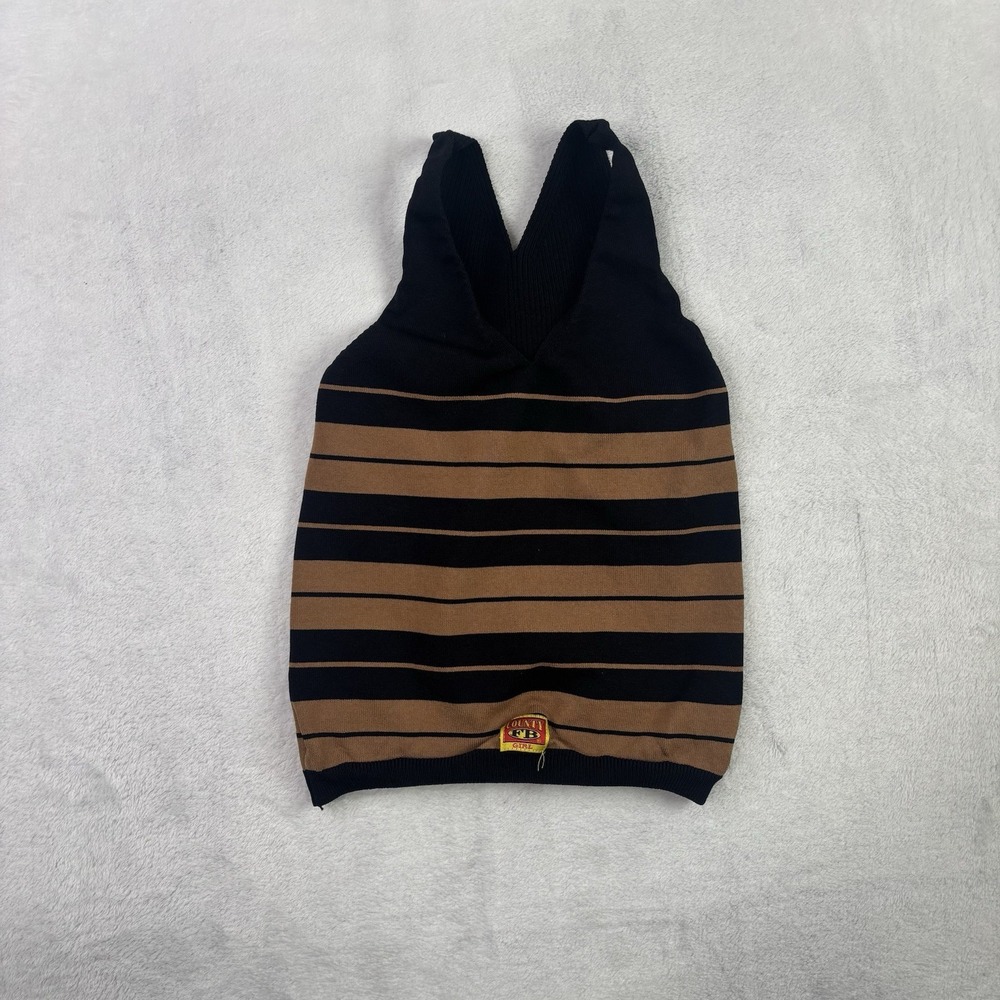 Y2K County FB Striped Brown Tank Top Sleeveless Girls Size M/L